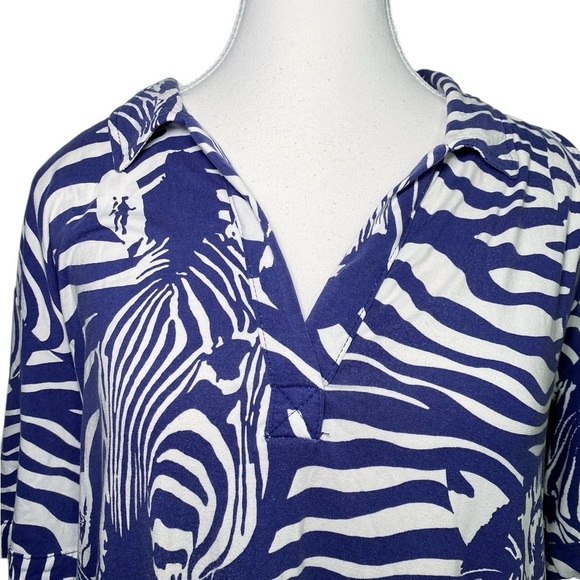 Tori Richard ALTERED Blue Zebra Print Women's Dress - Picture 4 of 16